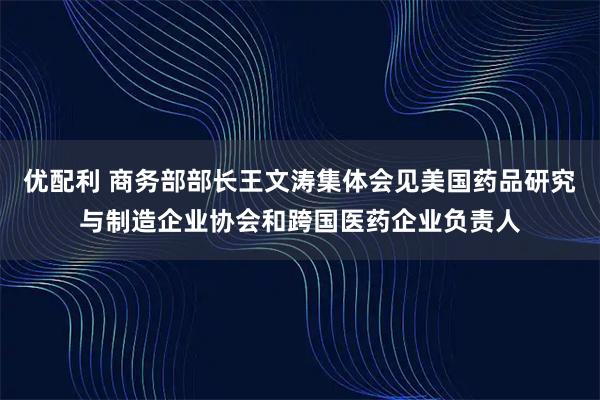 优配利 商务部部长王文涛集体会见美国药品研究与制造企业协会和跨国医药企业负责人