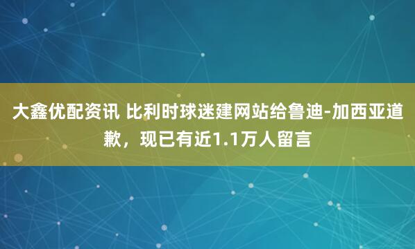大鑫优配资讯 比利时球迷建网站给鲁迪-加西亚道歉，现已有近1.1万人留言